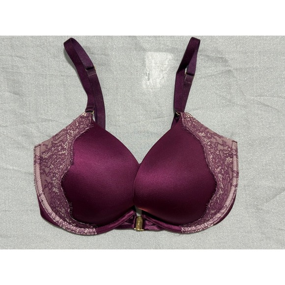 Victoria's Secret Very Sexy Plunge Bra 32DD Front Closure Burgundy Lace - Picture 3 of 6